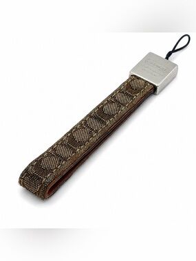 coach wrist strap leather and canvas
